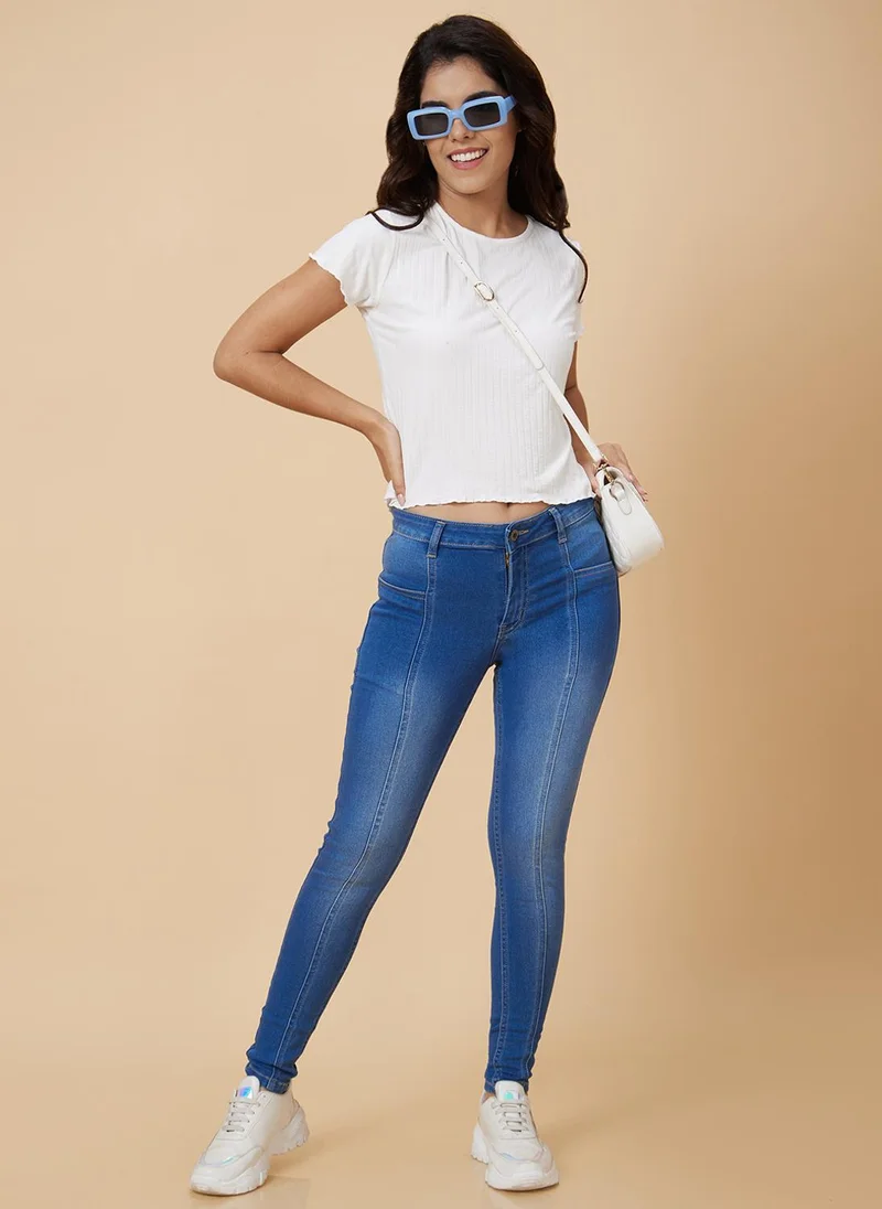 globus Globus Women Blue Skinny Fit Light Fade Stretchable Jeans